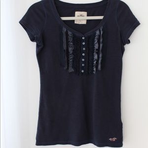 Navy Tee with Ruffle Detailing